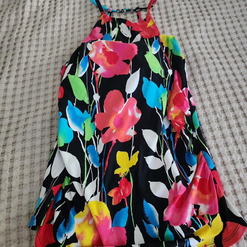 Vibrant Floral Halter Tankini Top Size Medium